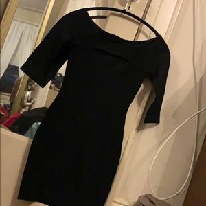 Bandage 3/4 sleeve black dress